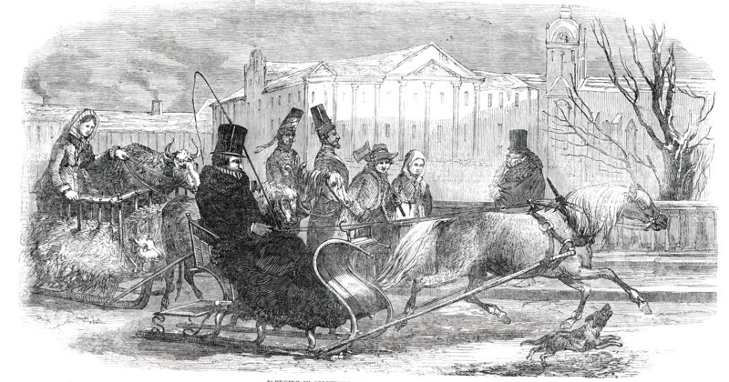 Sledging in Stockholm - from an original drawing, 1850. Creator: Unknown.