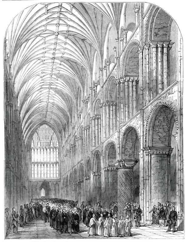 Installation of the Bishop of Norwich - the Procession in the Nave of Norwich Cathedral, 1850. Creator: Unknown.