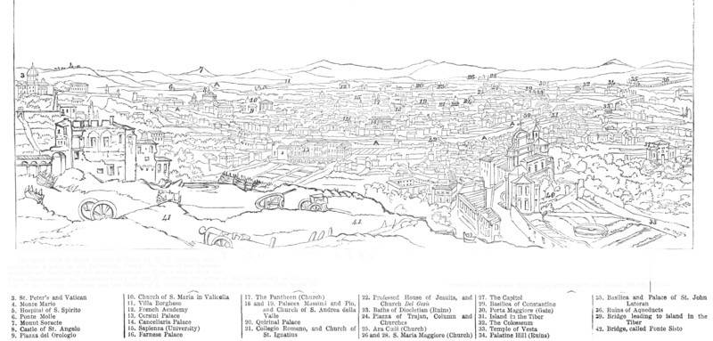 Large View of Rome [key], 1850. Creator: Walter George Mason.