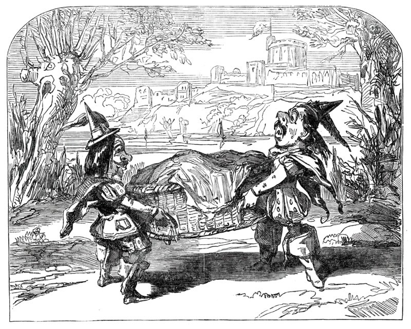 Scene from "The Merry Wives of Windsor; or, Harlequin and Sir John Falstaff, 1850. Creator: Unknown.