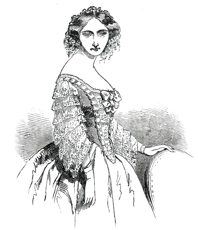 Paris Fashions for August - Opera Dress, 1850. Creator: Unknown.