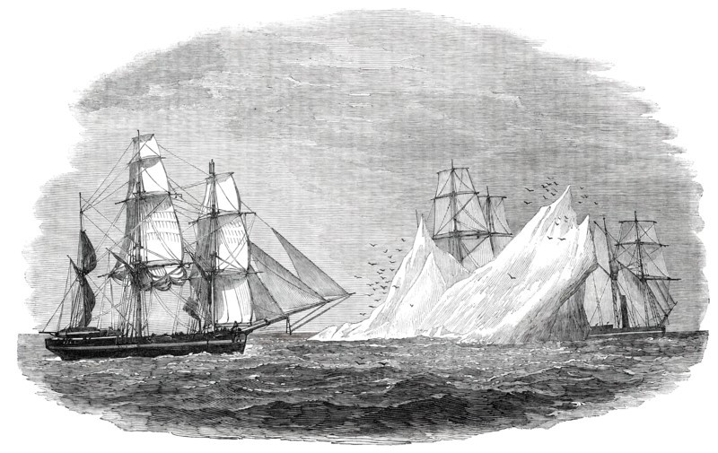 Arctic Expedition in Search of Sir John Franklin - First Iceberg Seen, June 3, 1850. Creator: Unknown.