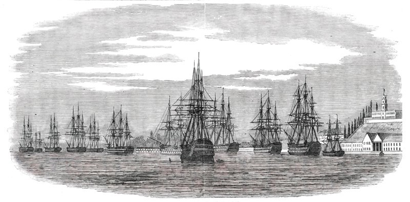 The Turkish Fleet in Bashika Bay, 1850. Creator: Unknown.
