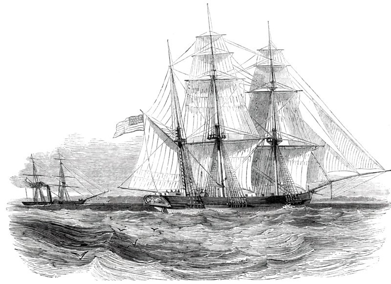 Capture of the "Anne D. Richardson" Slaver, by H.M. Steam-Frigate "Pluto", 1850. Creator: Unknown.