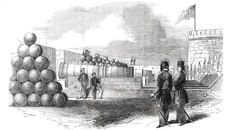 The Dardanelles - the Battery and Stone Shot, 1850. Creator: Unknown.