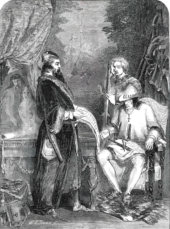Galliotti, the Astrologer, shewing Louis XI. the First Specimen of Printing..., 1850.  Creator: W. T. Green.