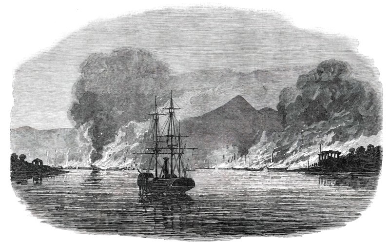 Destruction of a Piratical Chinese Fleet at Pinghoy, 1850. Creator: Unknown.