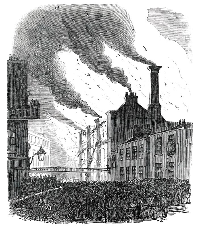 Great Fire in Guildford-Street, Belvidere-Road, 1850. Creator: Unknown.