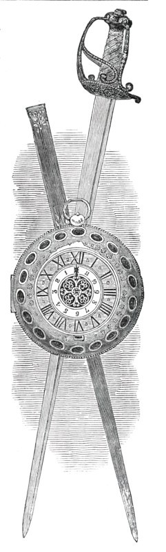 Sword and Watch of Oliver Cromwell, 1850. Creator: Unknown.