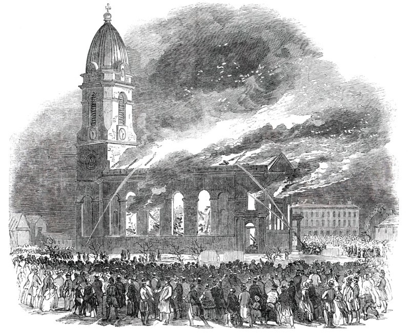 Fire in All Saints' Church, at Manchester, 1850. Creator: Unknown.