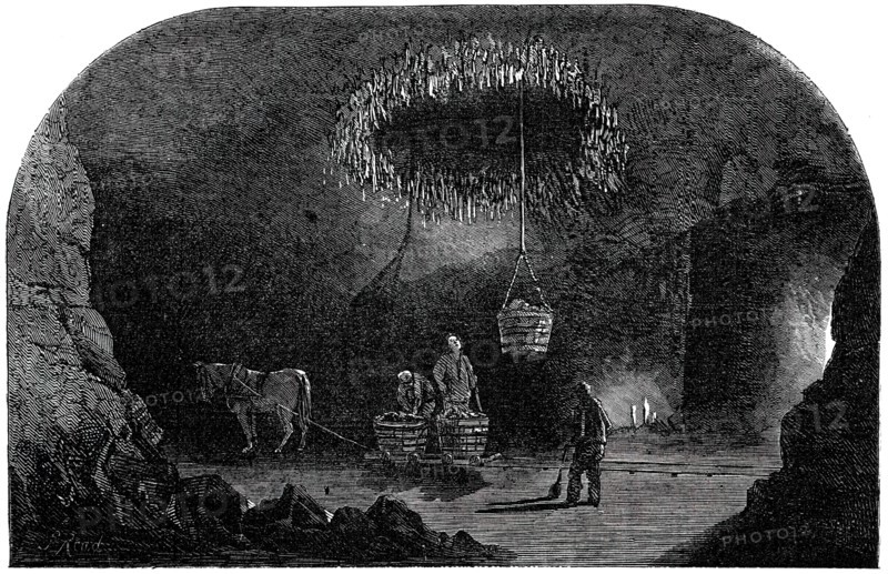 The Shaft - Descent of the Bucket, Marston Salt-Pit, 1850. Creator: S Read.