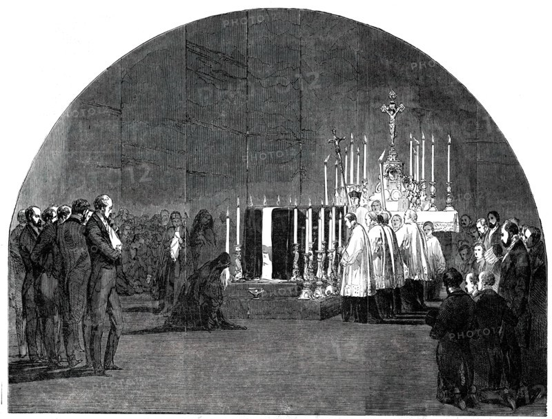 Funeral of Louis-Philippe: the "Chapelle Ardente", at Claremont, 1850. Creator: Smyth.