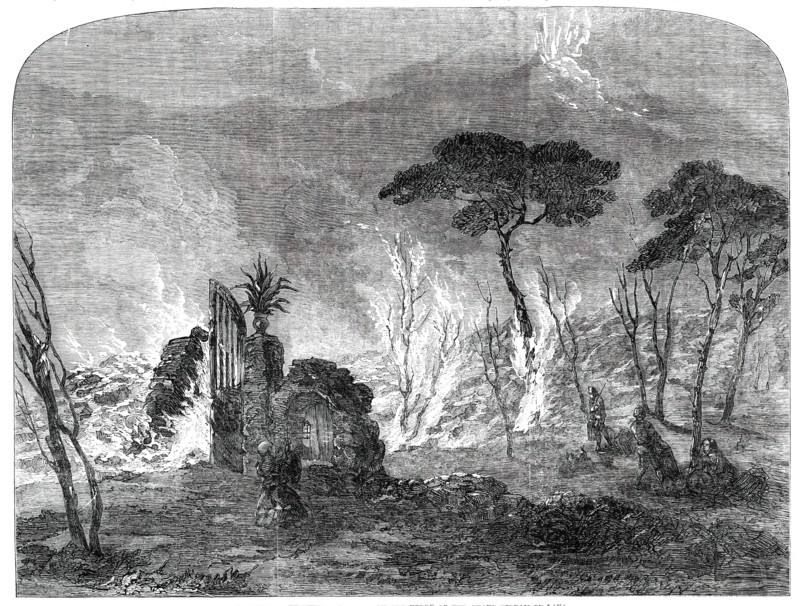 Eruption of Vesuvius - Sketched on the Verge of the Grand Stream of Lava, 1850. Creator: Unknown.