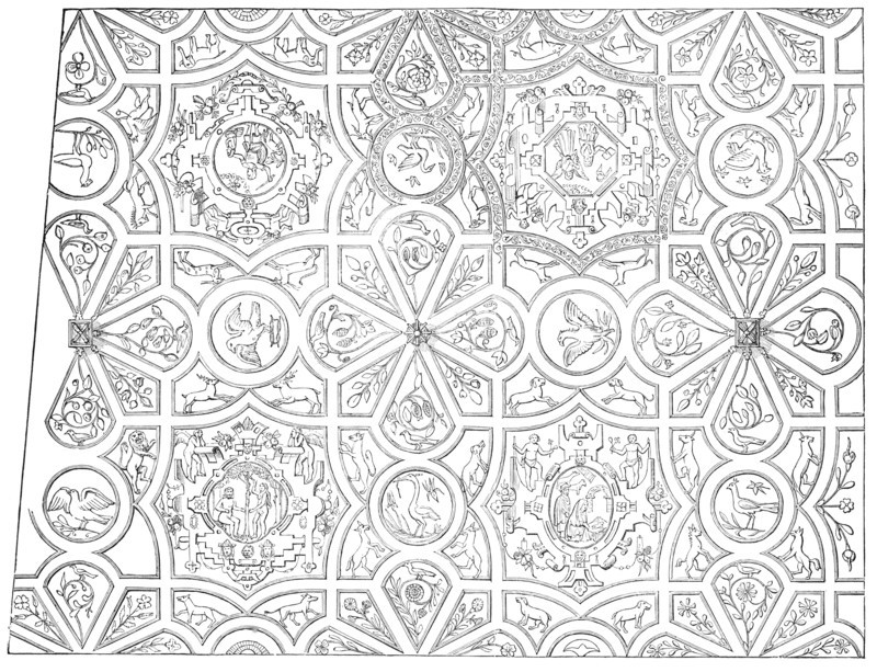 Elizabethan Ceiling at the Red Lion Inn, Barnstaple - drawn by Mr. H. H. Sharland, 1850. Creator: Unknown.