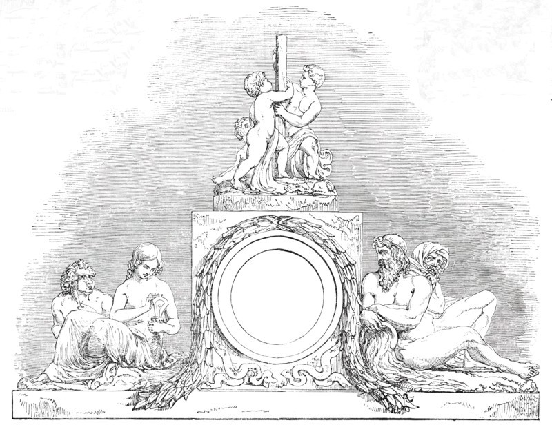 Sculpture of the New Front of Buckingham Palace - Northern Wing, 1850. Creator: Unknown.