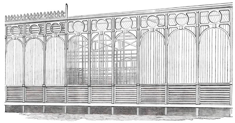 The Great Exhibition Building in Hyde Park - Portion of the South Front, 1850. Creator: Unknown.