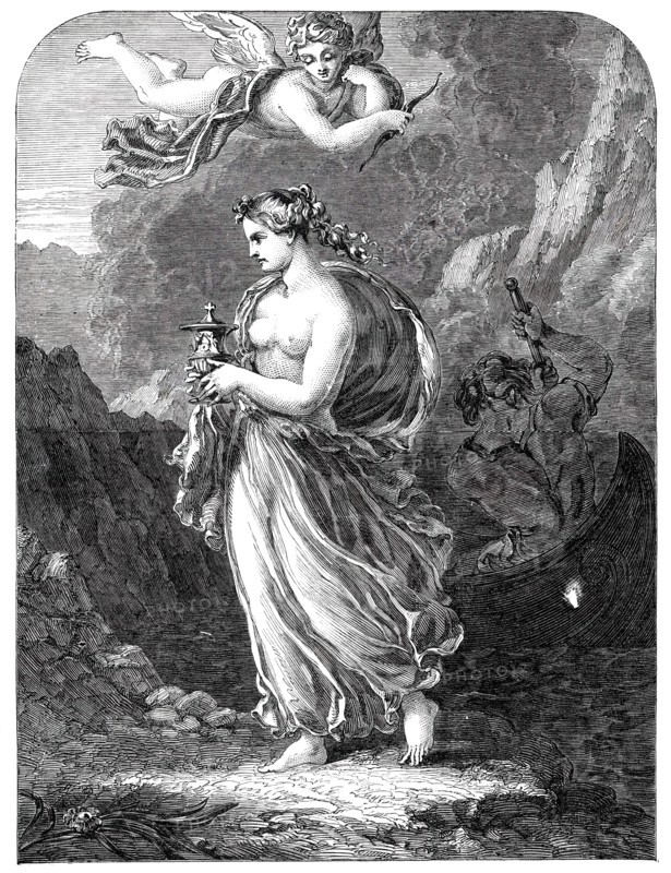 Psyche Returning from the Infernal Regions with the Casket of Beauty..., 1850.  Creator: Unknown.