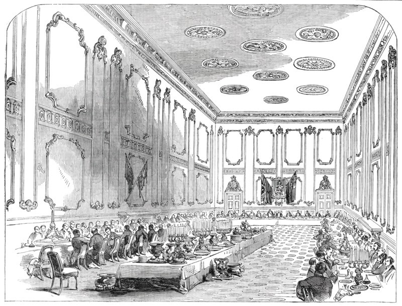 Grand Banquet of the Officers of the Coldstream Guards, in St. James's Palace, 1850. Creator: Unknown.