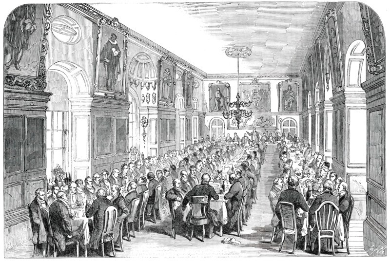 Annual Dinner of the Governors of Bridewell and Bethlem Hospitals, in the Hall, Bridewell, 1850. Creator: Unknown.