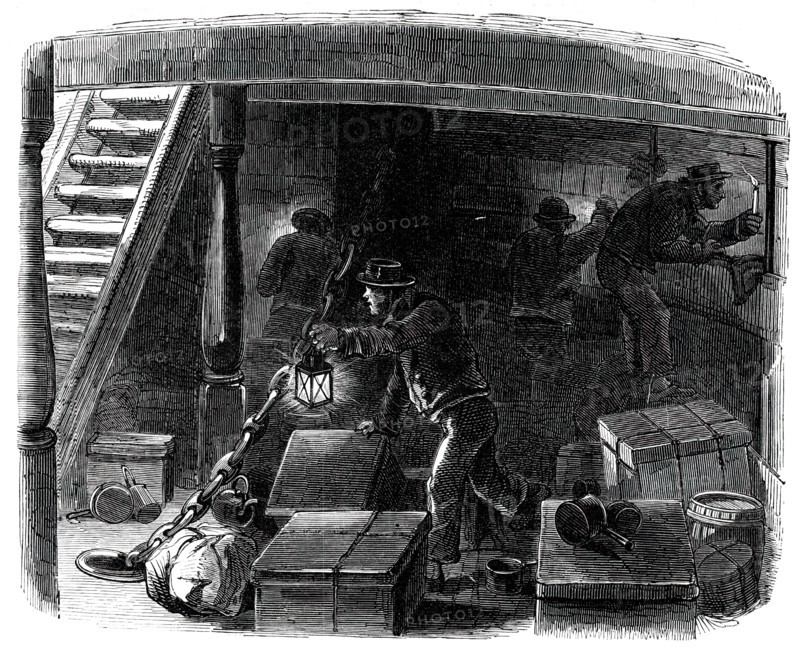 Searching for Stowaways, 1850. Creator: Unknown.