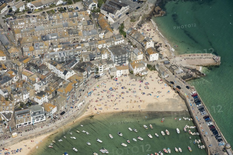 The town, beach and harbour, St Ives, Cornwall, 2016. Creator: Damian Grady.