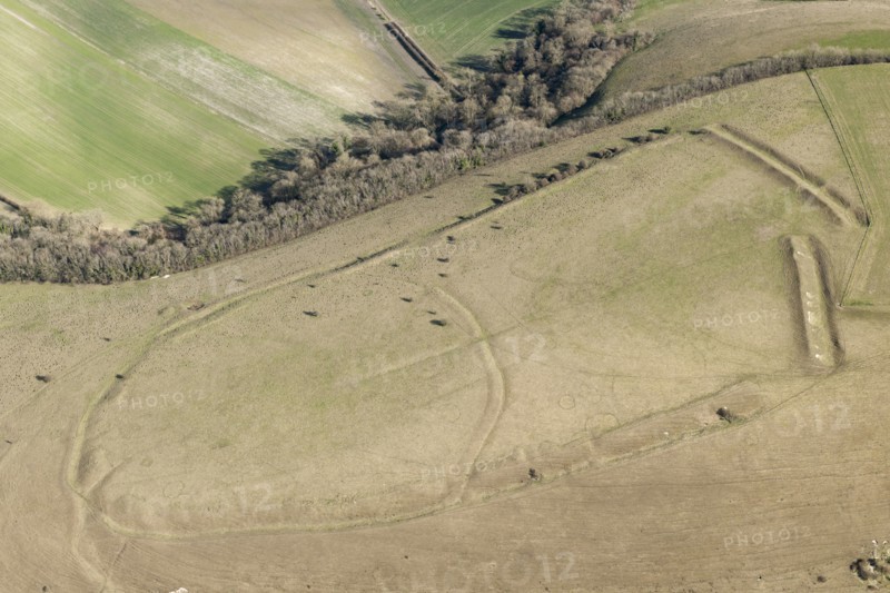 Iron Age univallate hillfort earthwork on Winklebury Hill, Wiltshire, 2016. Creator: Damian Grady.