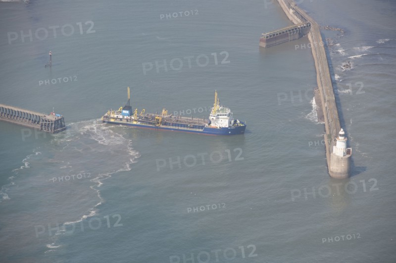 UKD Marlin, a trailing suction hopper dredger, Blyth harbour, Northumberland, 2016. Creator: Dave MacLeod.