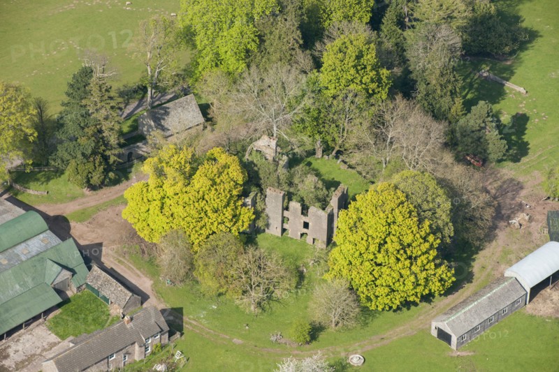 A motte castle and the ruins of a chapel and post-medieval house, Urishay, Herefordshire, 2016. Creator: Damian Grady.