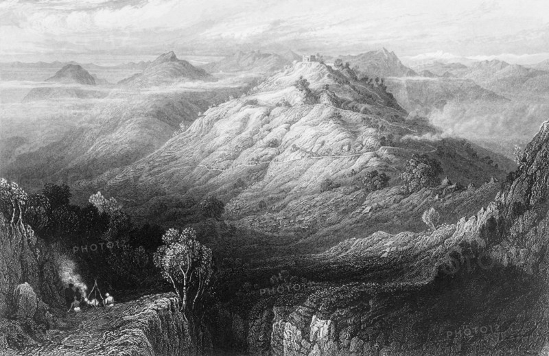 'The Abbey and Hills from near Mussooree', 1845. Creator: Unknown.