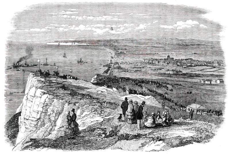 The Great Explosion at Seaford - Seaford Bay and Cliff, 1850. Creator: Unknown.
