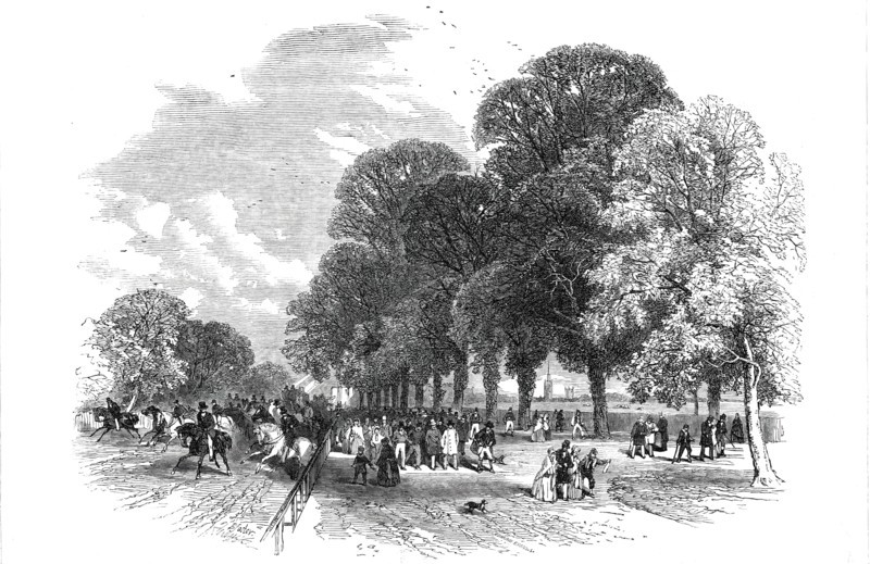 Doncaster Races - the Road to the Course, 1850. Creator: Edmund Evans.