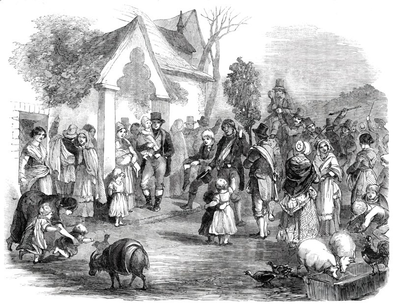 Hunting the Wren at Christmas - Procession of the Wren Bush and Wren Boys, 1850. Creator: Unknown.