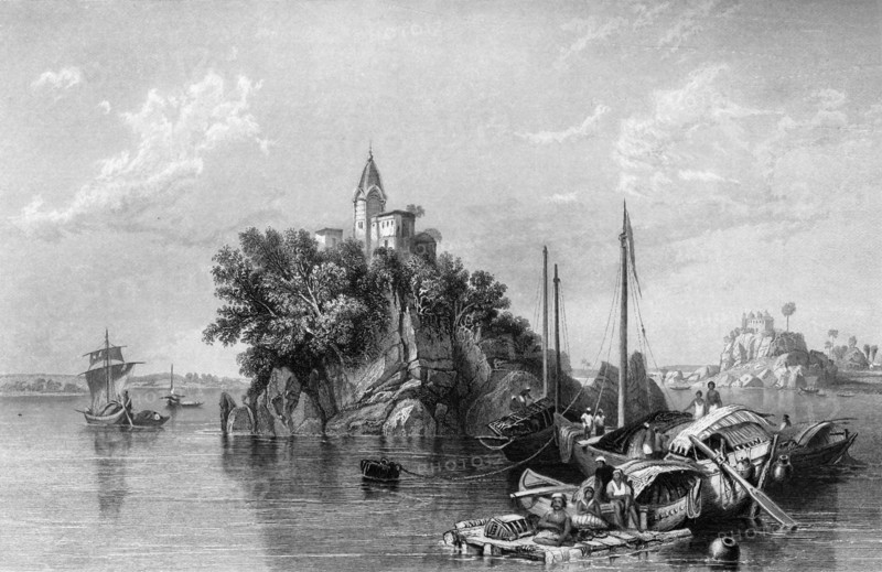 'Janghera, or the Fakeers' Rock, on the Ganges', 1845. Creator: Unknown.