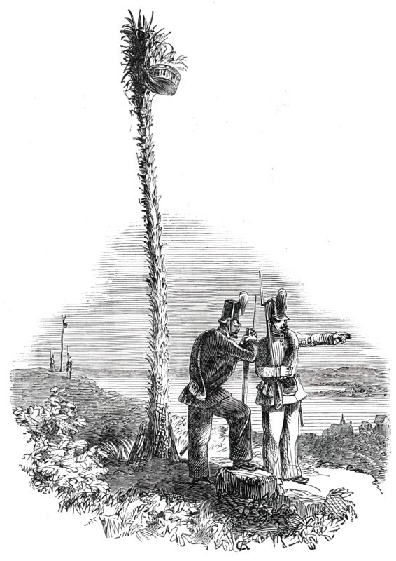 The War in Schleswig - Holstein Chasseurs and Night Fire - Signal Post, 1850. Creator: Unknown.
