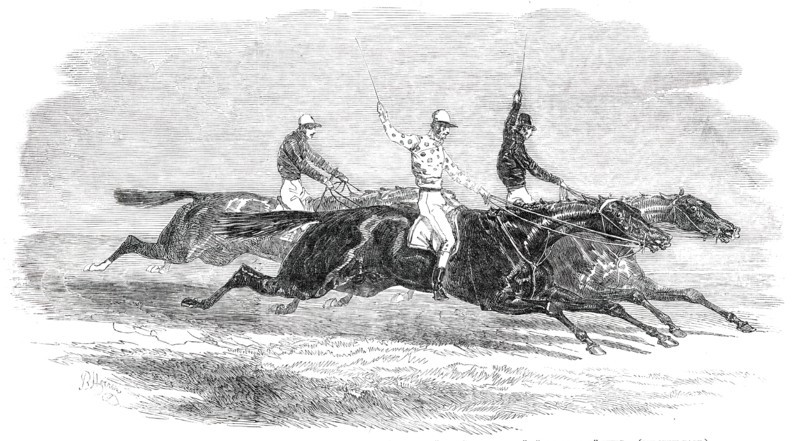 Doncaster Races - the Dead-Heat for the St. Leger Stakes..., 1850. Creator: Unknown.