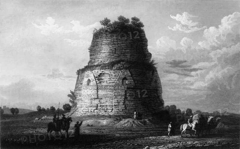 'Sarnât, A Boodh Monument near Benares', 1834. Creator: William Purser.