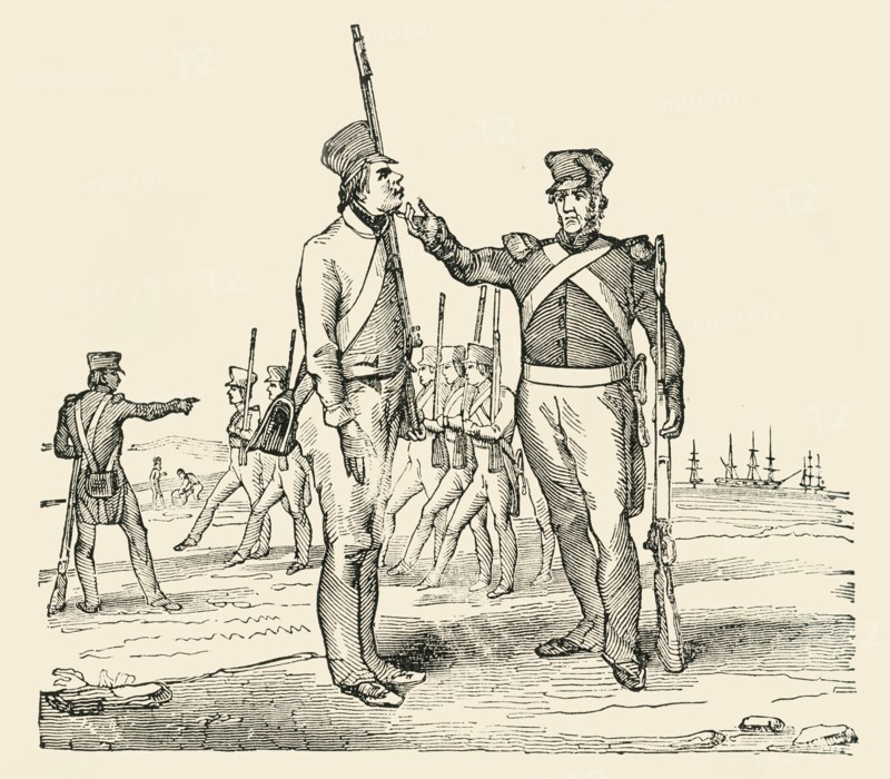 'Drilling raw Recruits', 1849. Creator: Unknown.