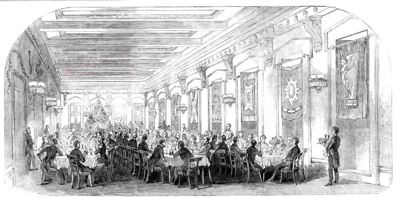 Grand Dinner in the Masonic Hall, at Montreal, 1850. Creator: Unknown.