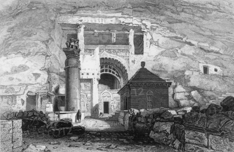 'The Cave of Karli', 1835. Creator: George Cattermole.