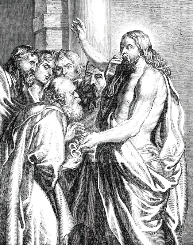Christ Giving the Keys to S. Peter - painted by Rubens, [1850]. Creator: Unknown.
