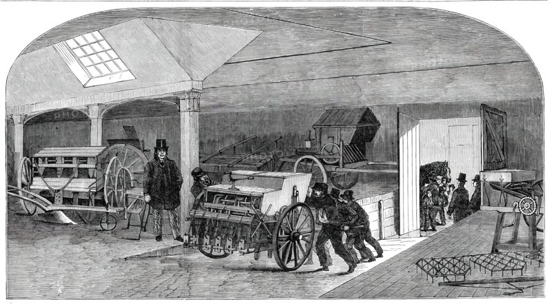 The Annual Exhibition of the Smithfield Club - Bringing in Implements, 1850. Creator: Unknown.