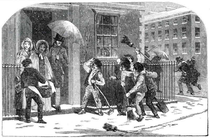 Snow-Sweepers - drawn by Foster, 1850. Creator: Edmund Evans.
