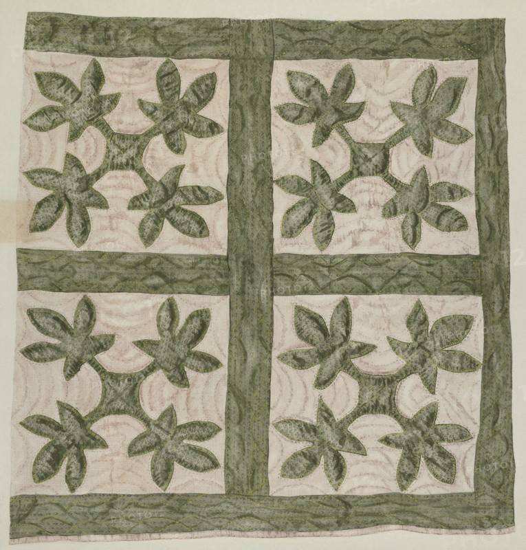 Applique Quilt, 1935/1942. Creator: Mildred E Bent.