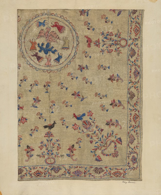 Crewel Bedspread, c. 1937. Creator: Mary Berner.