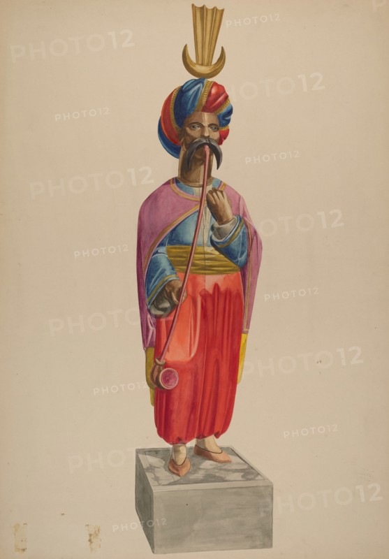 Cigar Store Figure: Turk, c. 1938. Creator: Irving L. Biehn.