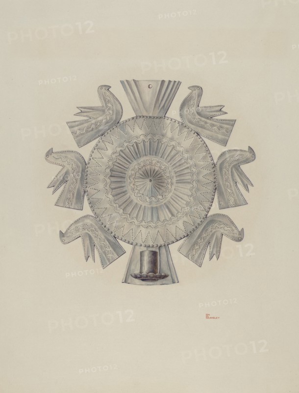 Cut Tin Candleholder, 1940. Creator: Hal Blakeley.