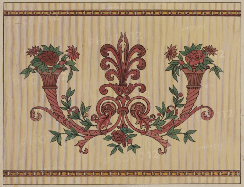 Decorative Panel from Rail Car Interior, c. 1936. Creator: Wellington Blewett.
