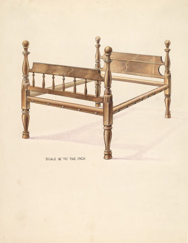 Bishop Hill: Bed, c. 1936. Creator: Wellington Blewett.