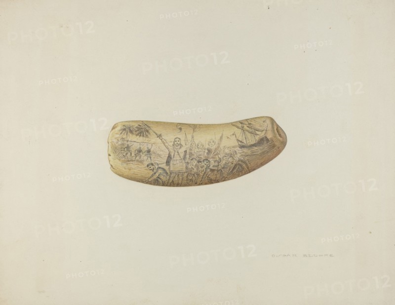 Scrimshaw, c. 1941. Creator: Oscar Bluhme.