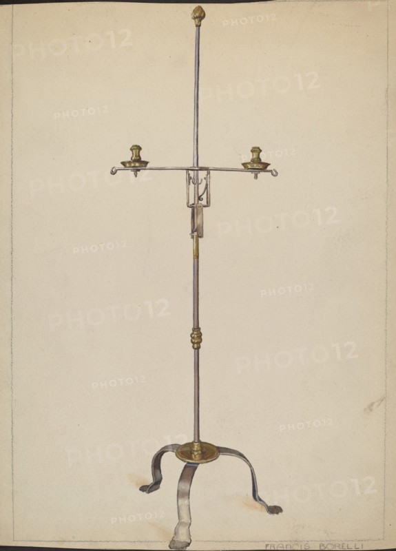 Iron and Brass Candlestand, 1935/1942. Creator: Francis Borelli.